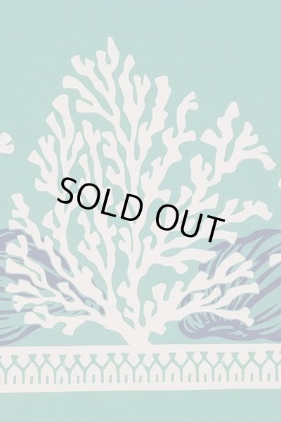 画像2: ポリコットンボーダー柄（珊瑚・貝／ミントグリーン） (2)