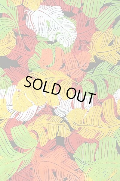 画像2: ポリコットン総柄（リーフ柄／レッド） (2)