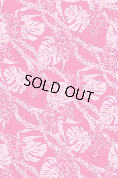 画像2: ポリコットンボーダー柄（モンステラ／フクシア） (2)