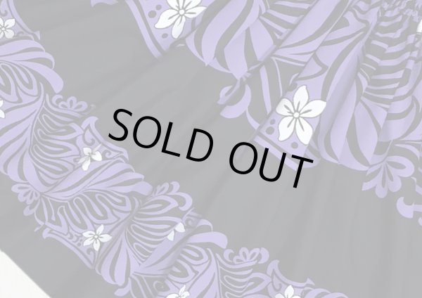 画像3: 【スプリングセール】3ヤードのパウスカート（プルメリア・モンステラ／ブラック・パープル）75cm丈 (3)